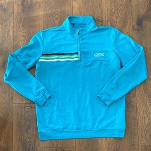 Adidas Golf 1/4 Zip Pullover Men's Large Blue Multi-Stripe Chest